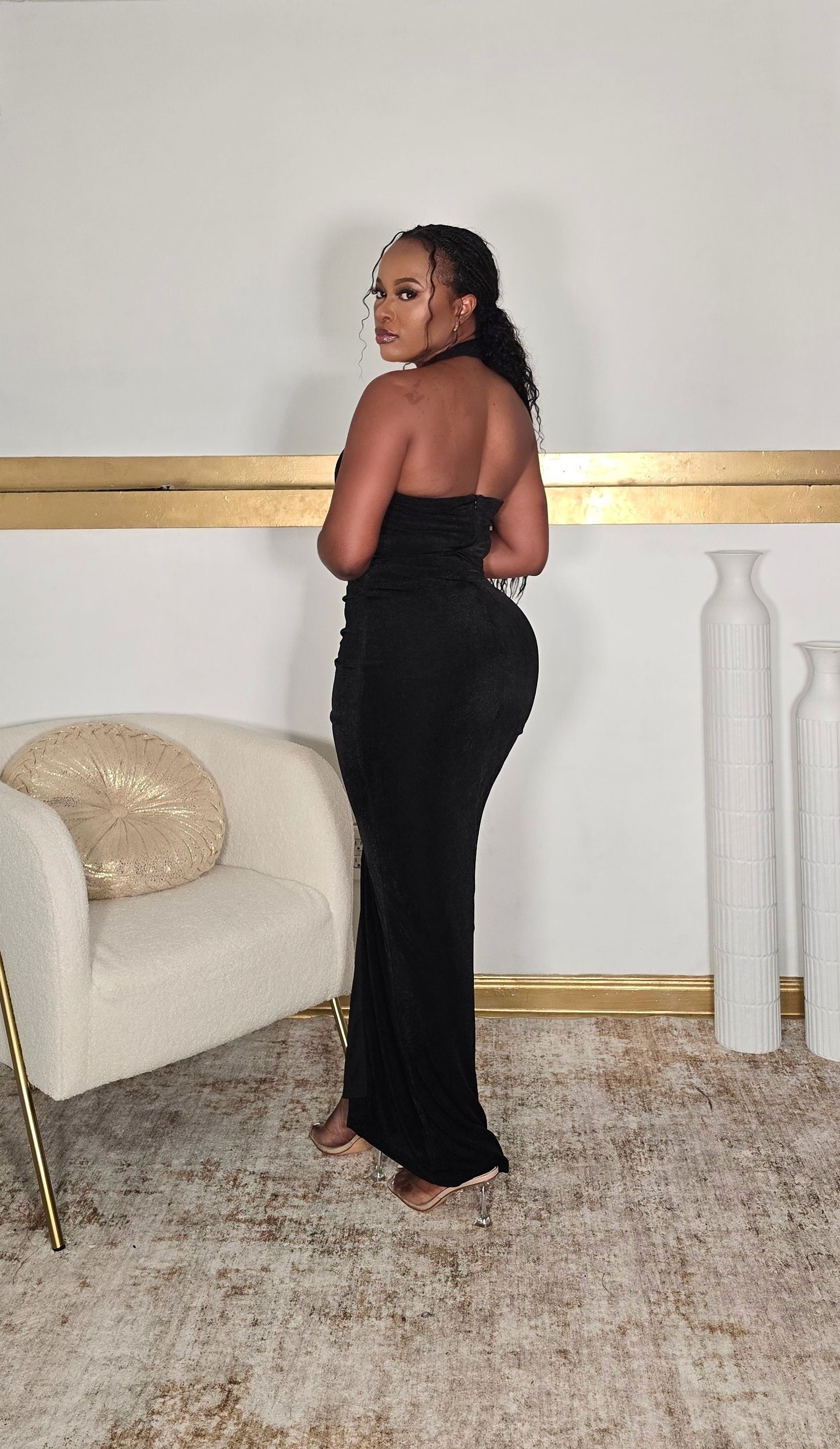 Nina Tie Slit Maxi Dress