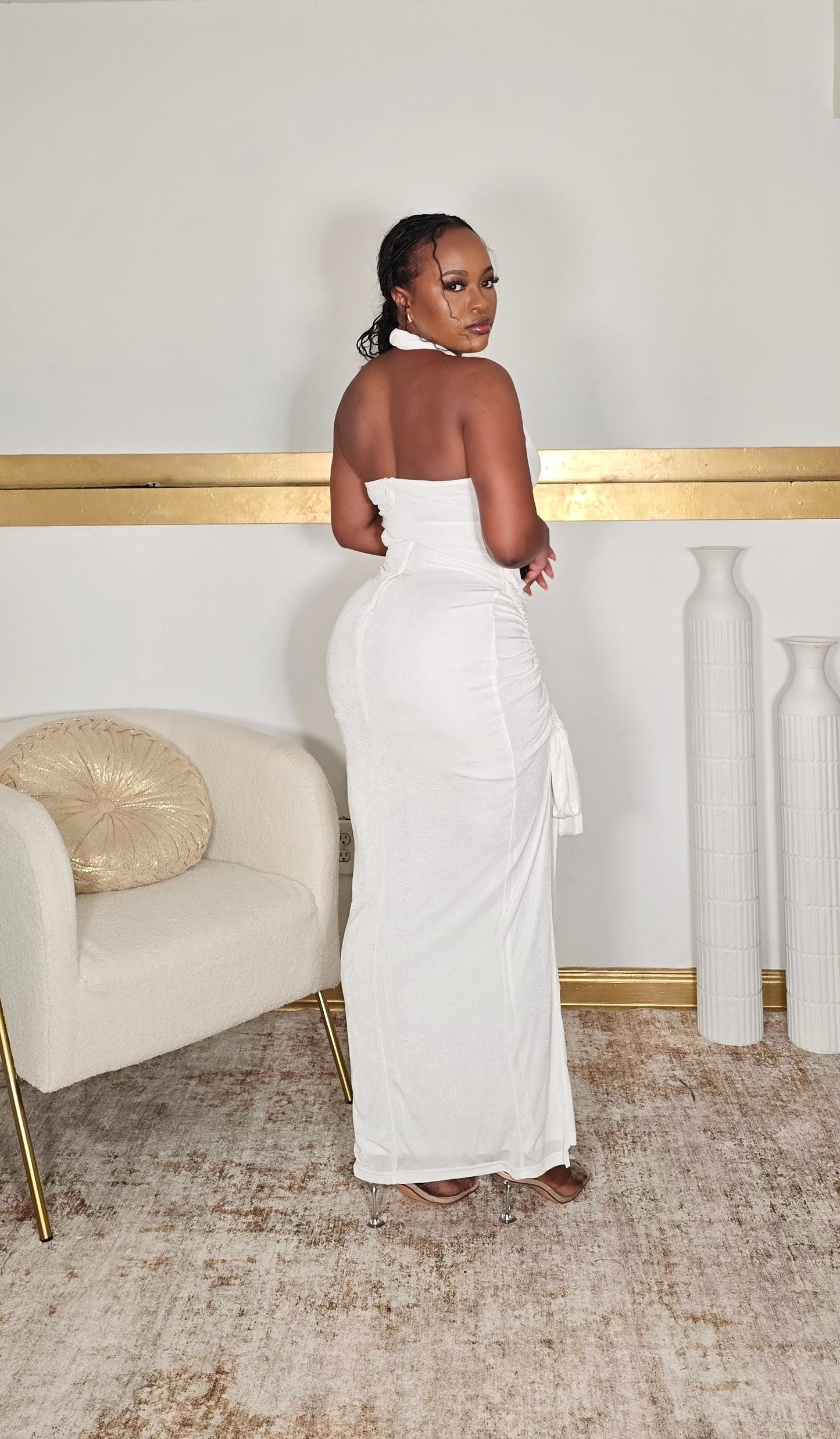 Nina Tie Slit Maxi Dress