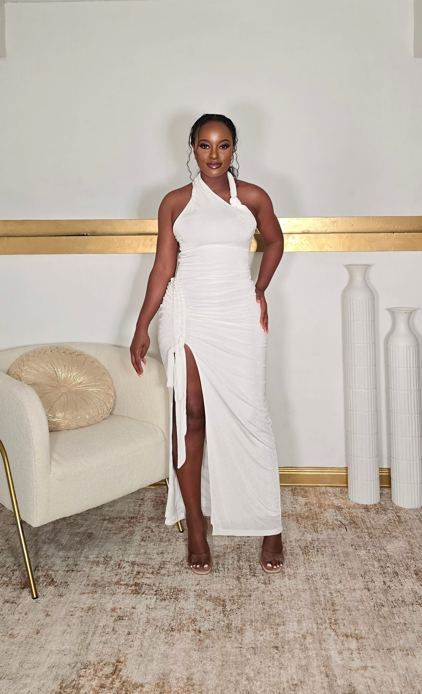 Nina Tie Slit Maxi Dress
